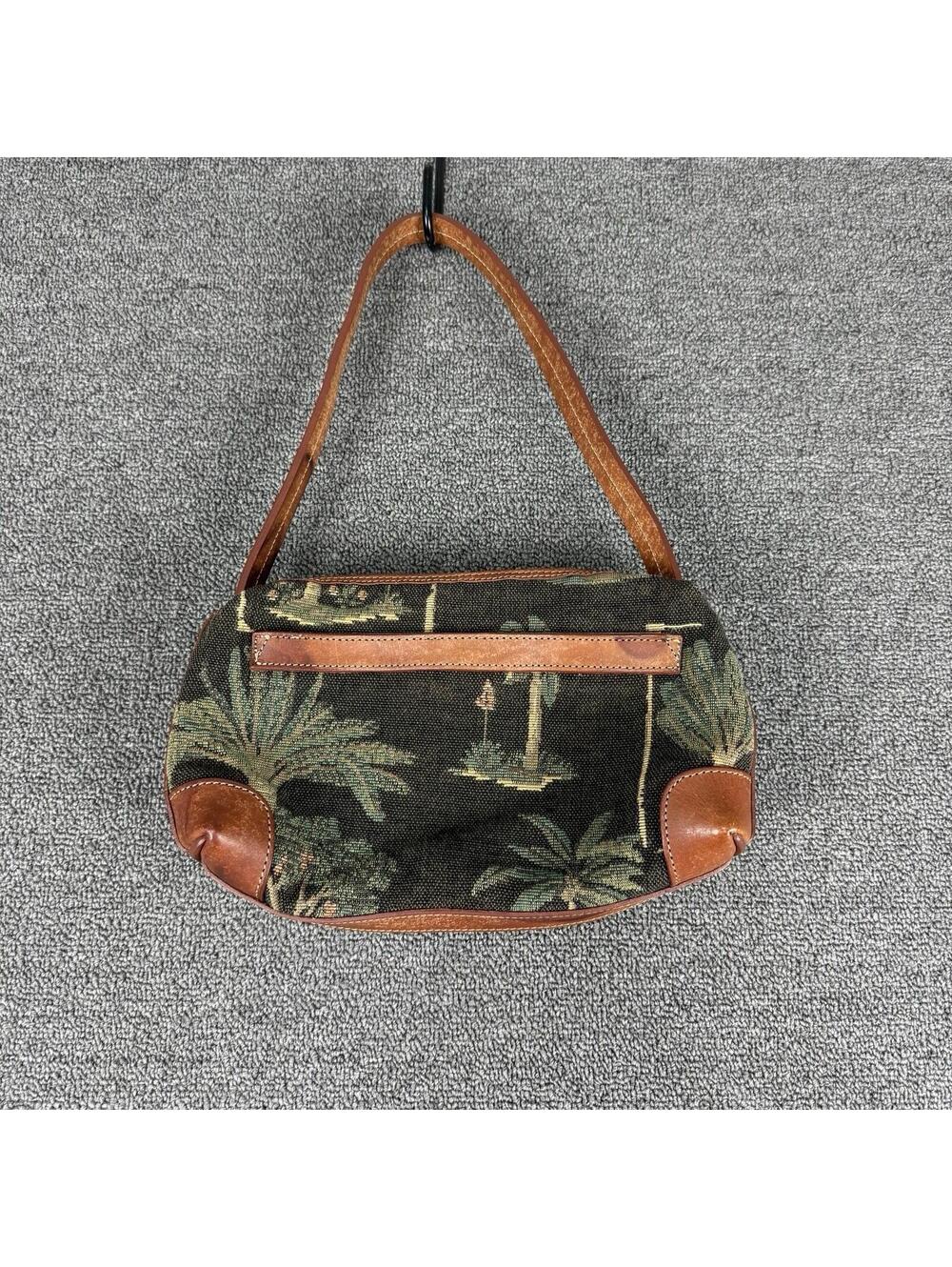 Vintage 90s Y2K Tommy Bahama Dark Floral Tapestry Baguette Bag Purse - Picture 2 of 7